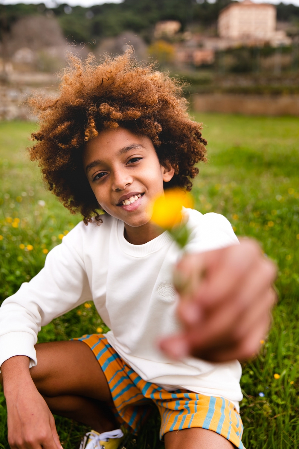 SHORT FELPA RAYAS NARANJA 3